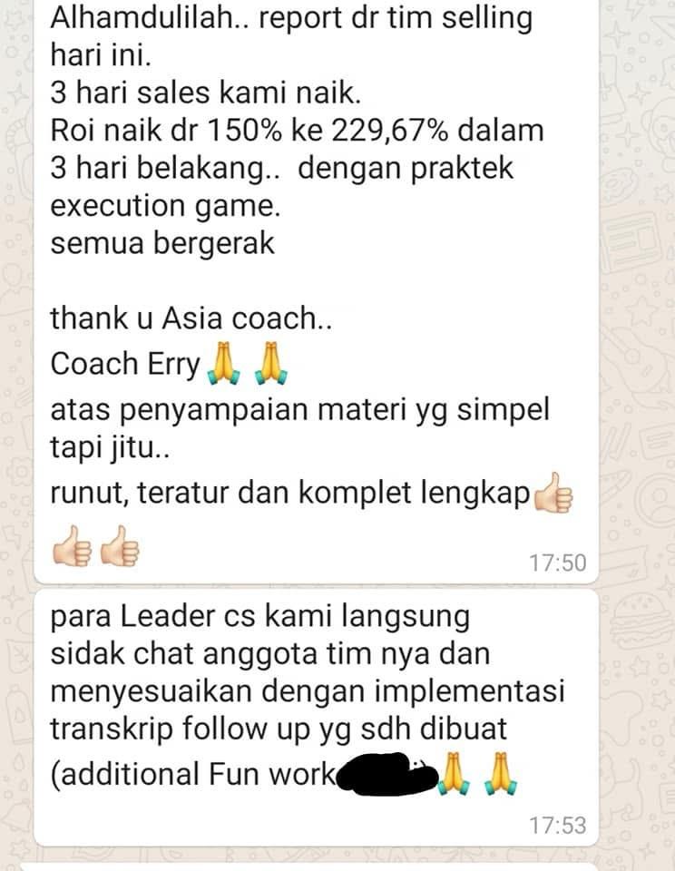 Testimoni peserta mengenai peningkatan omzet bulanan 51 persen