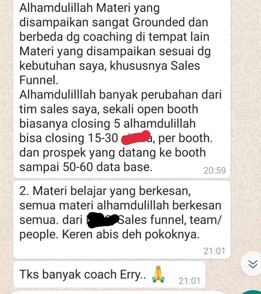 Testimoni peserta mengenai pertumbuhan bisnis 18,7 persen